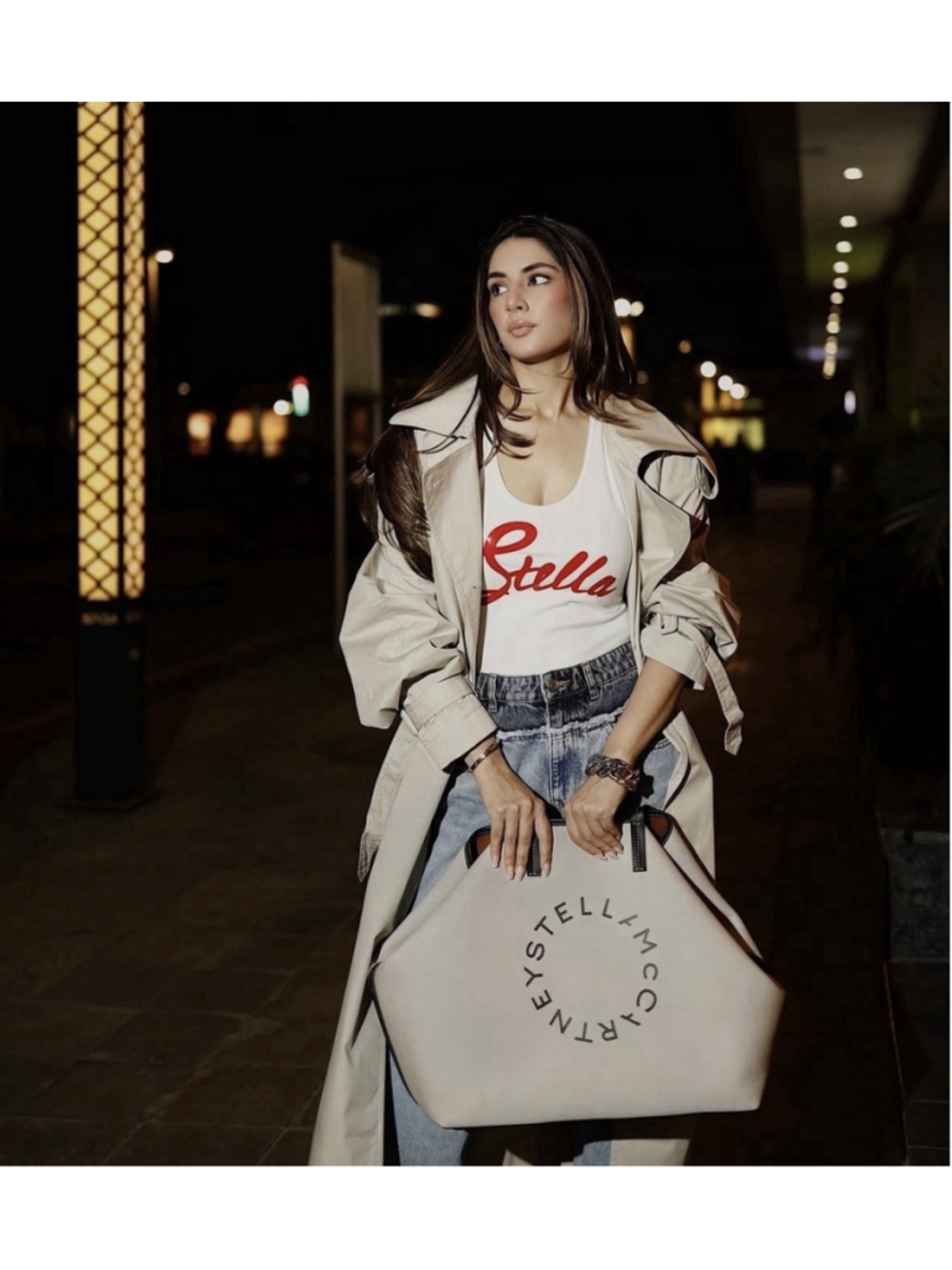 Stella McCartney H&M Beige LARGE Logo Canvas Tote Bag Limited Edition NWT